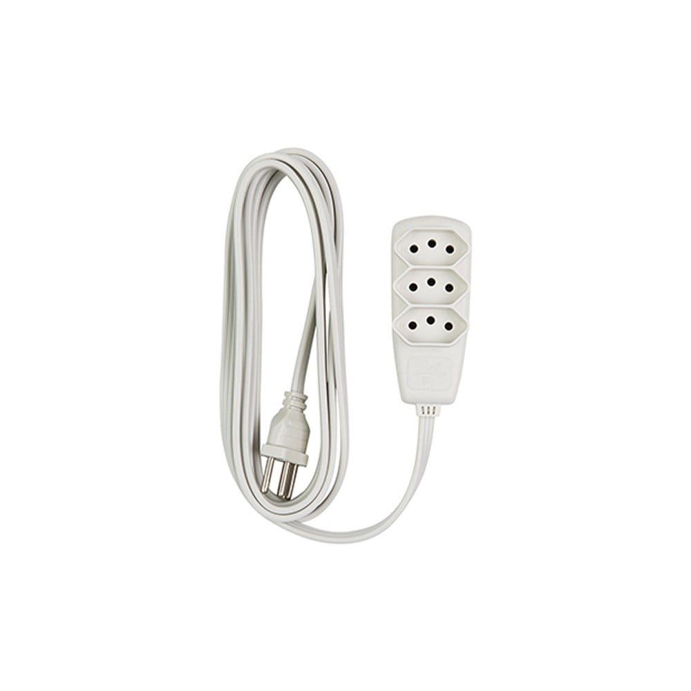 Extensão Daneva Tripla Sort 2 Polos+Terra PP Branca 10M Saco DN1913