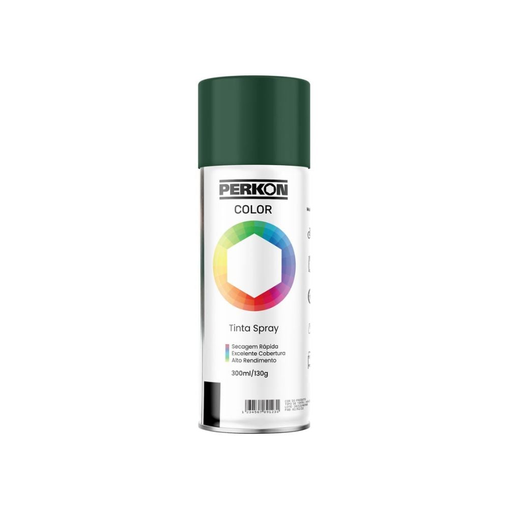 Tinta Spray Perkon Uso Geral Verde Escuro - 300ML | 7211 - imagem 1