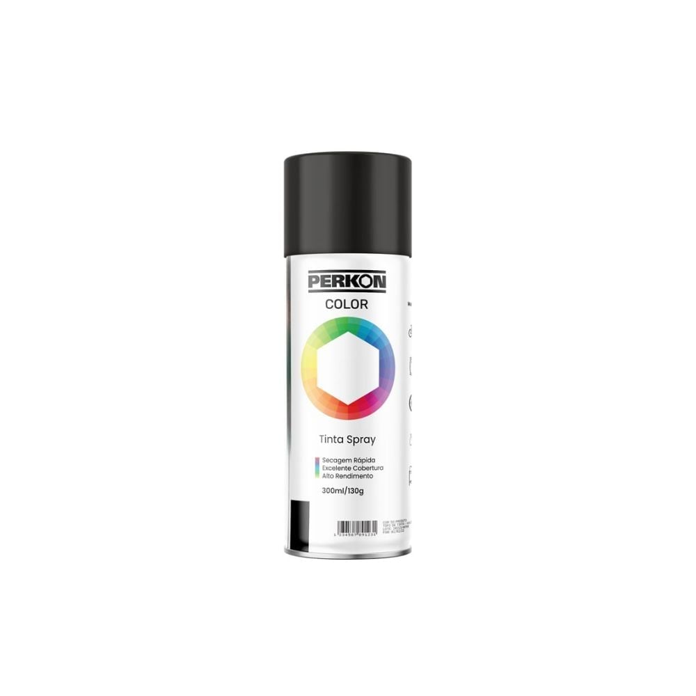 Tinta Spray Perkon Uso Geral Preto Fosco - 300ML | 7207 - imagem 1